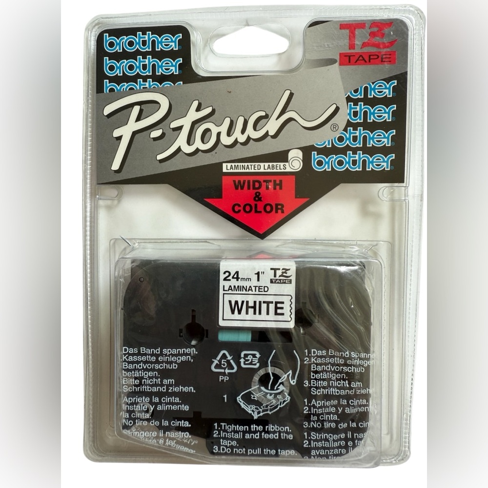 Brother P-Touch TZ-251 Tape - Black Print on White Tape 1 in Width (24 mm) NIP